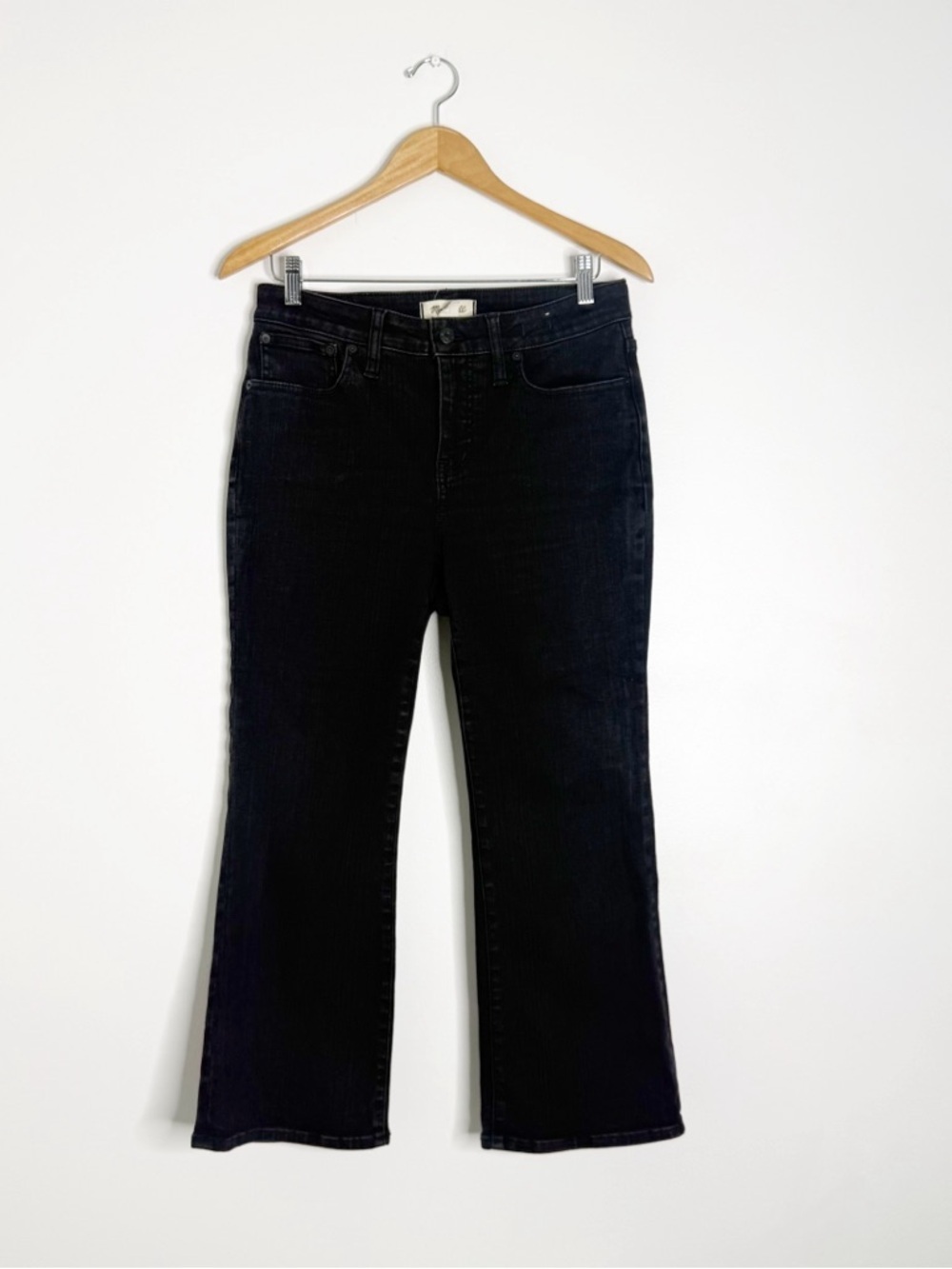 Madewell Curvy Kick Out Crop Jeans Black 29 Petite High Rise